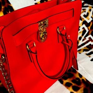 Micheal Kors Hamilton Red Satchel Bag